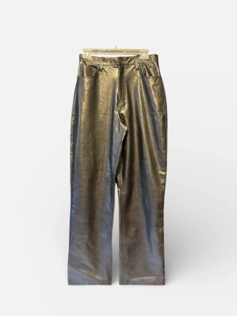 Abercrombie & Fitch Black Faux Leather High-Rise Straight Pants